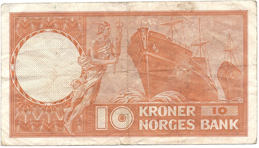 10 kroner 1965 Z.0651050 erstatningsseddel. Kv.1-