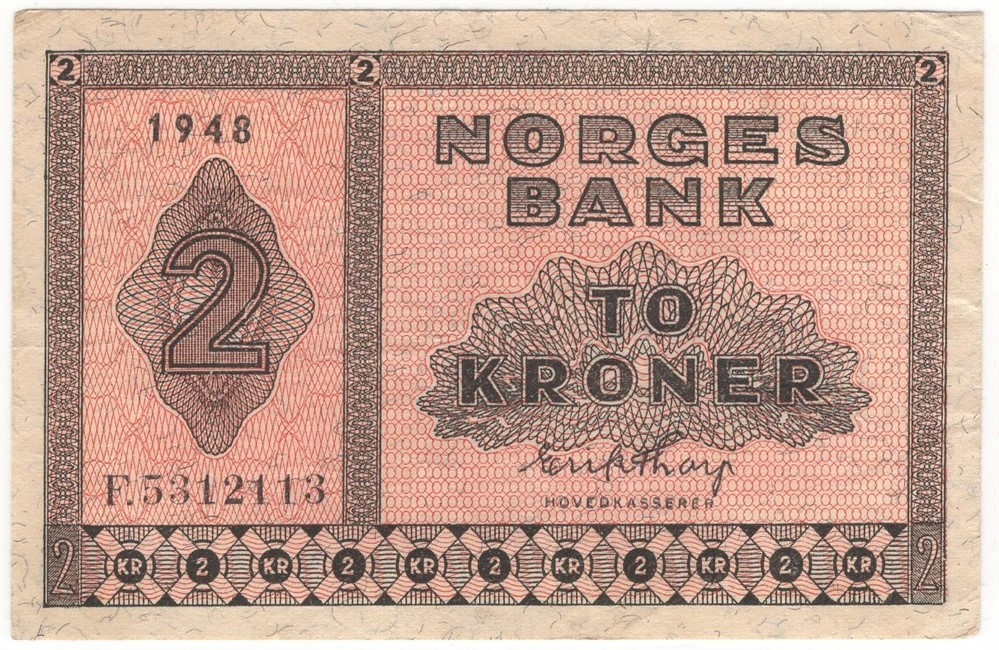 2 kroner 1948 F.5312113. Kv.1/1+