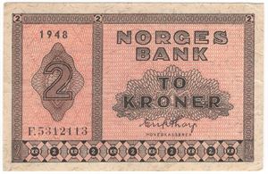 2 kroner 1948 F.5312113. Kv.1/1+