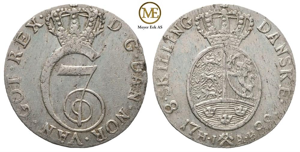 8 skilling 1789 Christian VII. Kv.1+/01