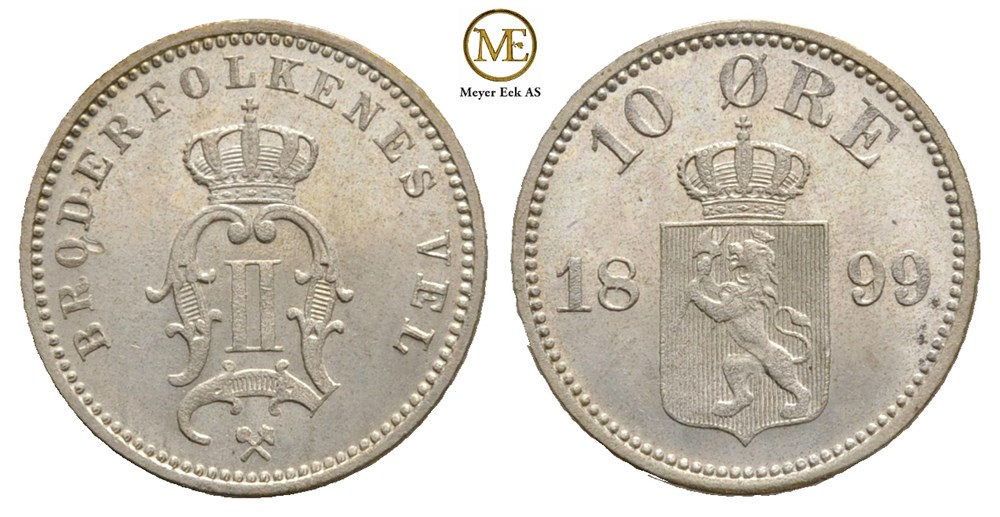 10 øre 1899 Oscar II. Prakteksemplar
