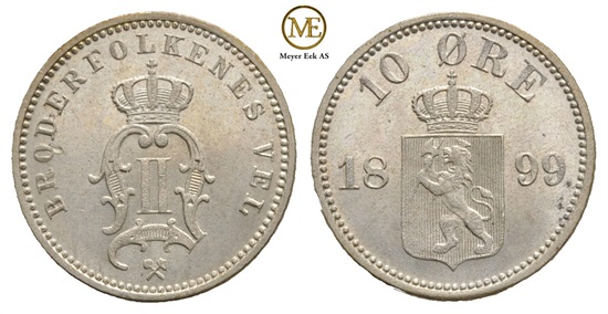 10 øre 1899 Oscar II. Prakteksemplar