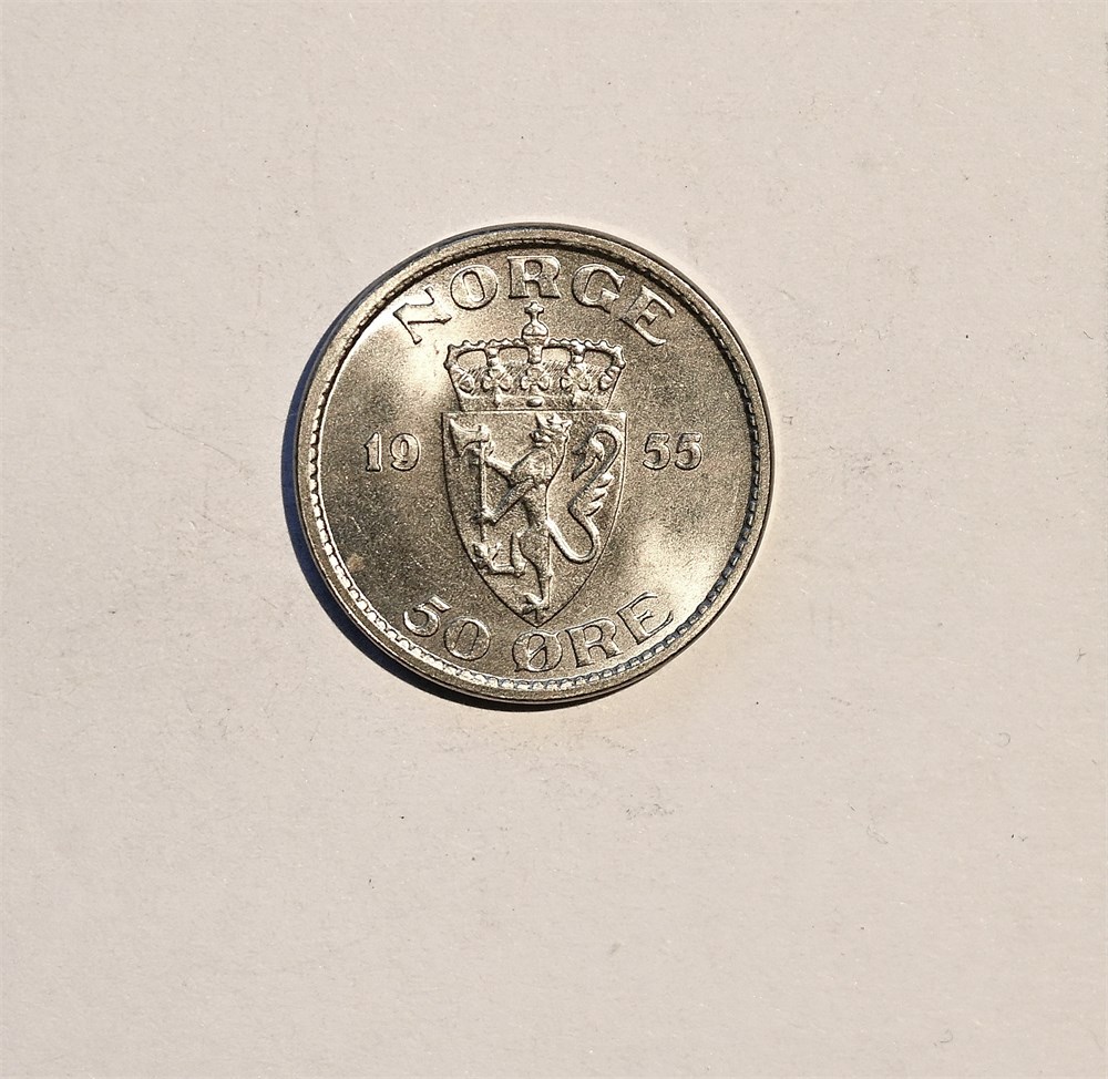 Norge 50 øre 1955 kv. 0
