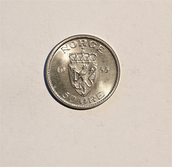 Norge 50 øre 1955 kv. 0