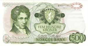 500 kroner 1978 Z.0007741. Erstatningsseddel. Kv.1