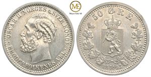 50 øre 1893 Oscar II. Kv.0/01