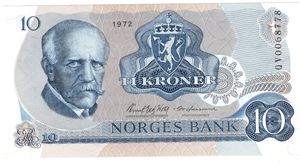 10 kroner 1972 QV.0068778. Erstatningsseddel. Kv.0/01