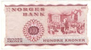100 kroner 1973 Z.5374340. 5-million erstatningsseddel. Kv.1