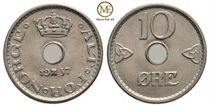 10 øre 1937 Haakon VII. Kv.0