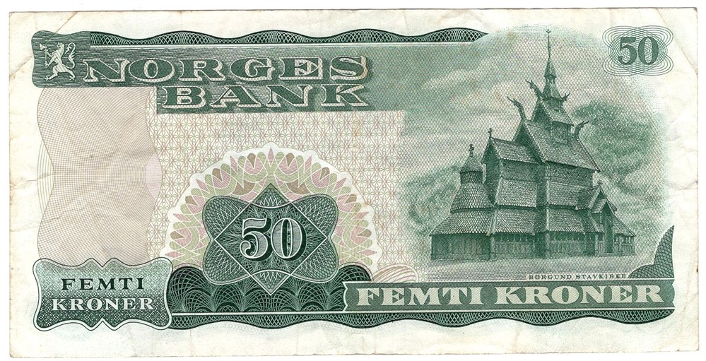 50 kroner 1972 Z.5020225 5-million erstatningsseddel. R-seddel. Kv.1-