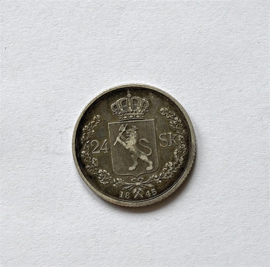 Norge 24 skilling 1845 kv. 1/1+