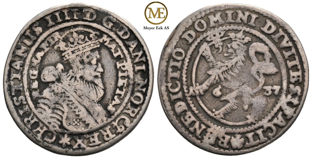 1/4 Speciedaler 1637 Christian IV. NMD.82. Kv.1