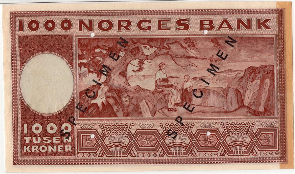 1000 kroner 1949 X.0000000 Specimen. Kv.0/01