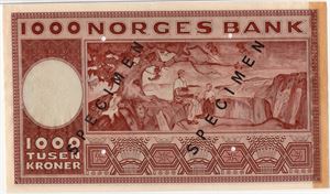 1000 kroner 1949 X.0000000 Specimen. Kv.0/01