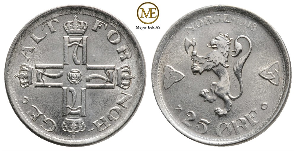 25 øre 1918 Haakon VII. Kv.0