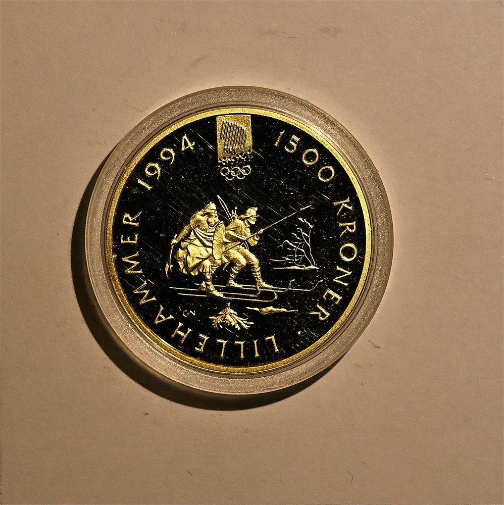 Norge 1500 kroner OL Birkebeiner 1992 kv. Proof