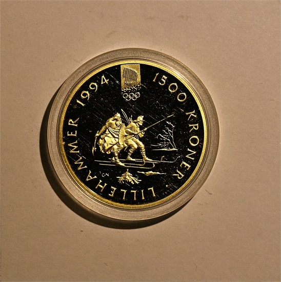 Norge 1500 kroner OL Birkebeiner 1992 kv. Proof