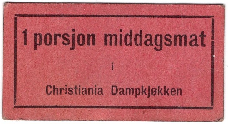 1 porsjon middagsmat i Christiania Dampkjøkken. Sjelden.
