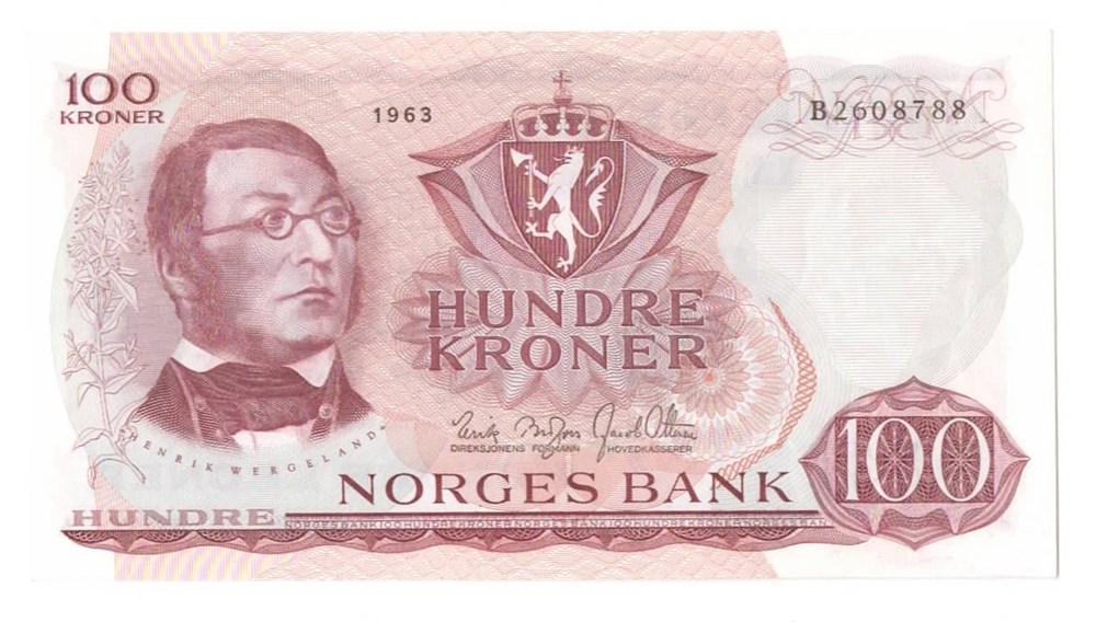 Norge 100 kroner 1963 B kv. 0
