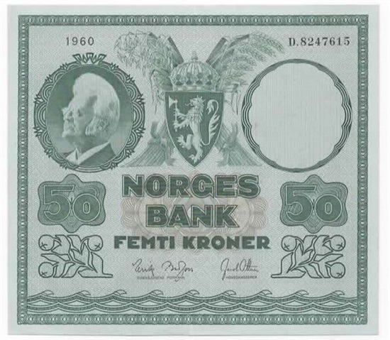 Norge 50 kroner 1960 D kv. 0/01