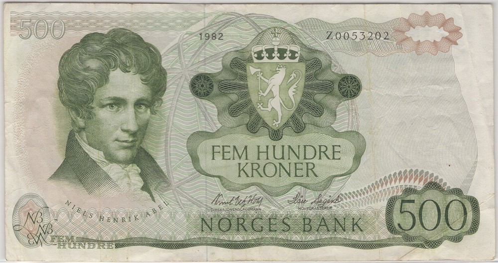 500 kroner 1982 Z.0053202. Erstatningsseddel. Kv.1-