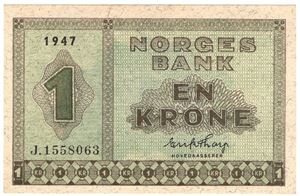 1 krone 1947 J.1558063. Kv.0