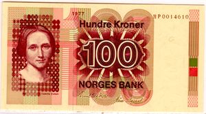 100 kroner 1977 HP erstatning Kv.0