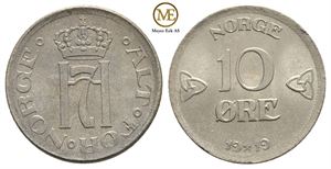 10 øre 1919 Haakon VII. Kv.0