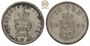 10 øre 1894 Oscar II. Kv.0