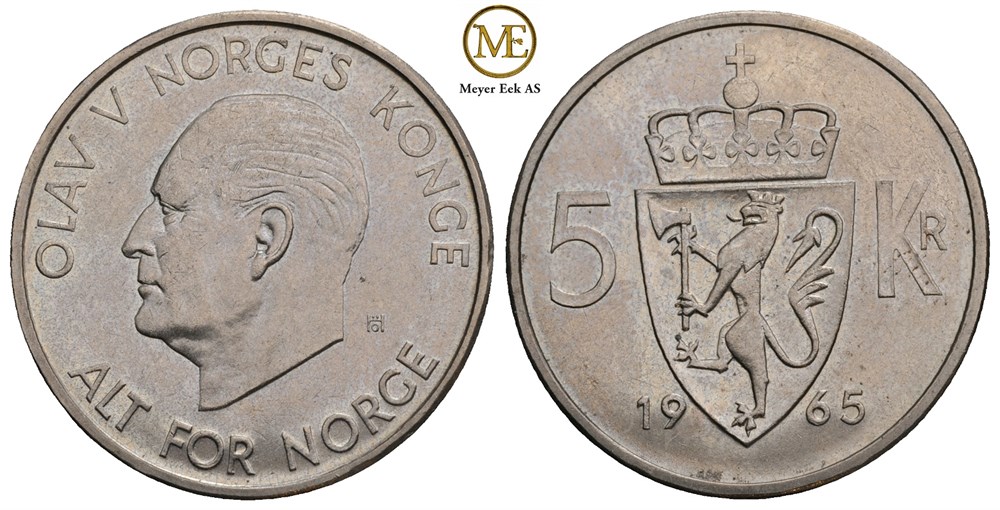 5 kroner 1965 Olav V. Kv.0