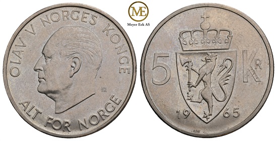 5 kroner 1965 Olav V. Kv.0