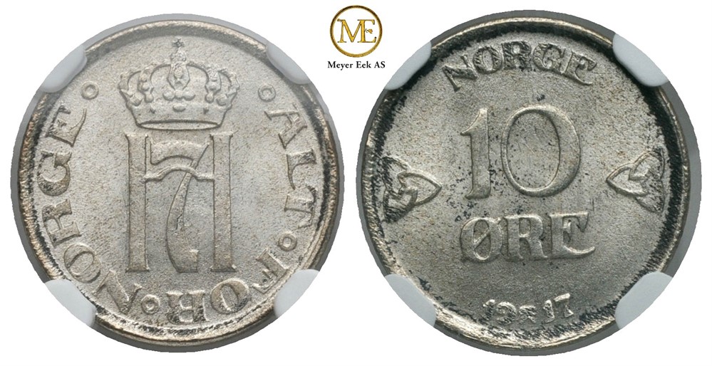 10 øre 1917 Haakon VII. Prakt eksemplar