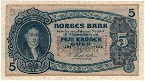 5  kroner 1933 N.2042259. Kv.0/01