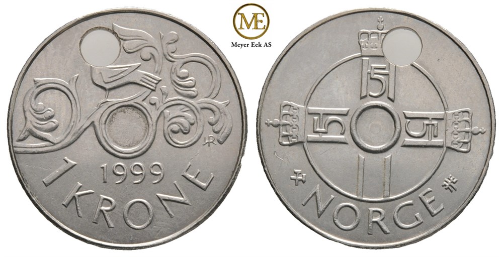 1 krone 1999. Feilpreg