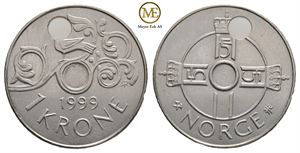 1 krone 1999. Feilpreg