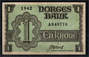 1 krone 1942 A London kv. 1+