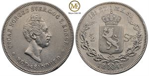 1/2 speciedaler 1847 Oscar I. Kv.1+