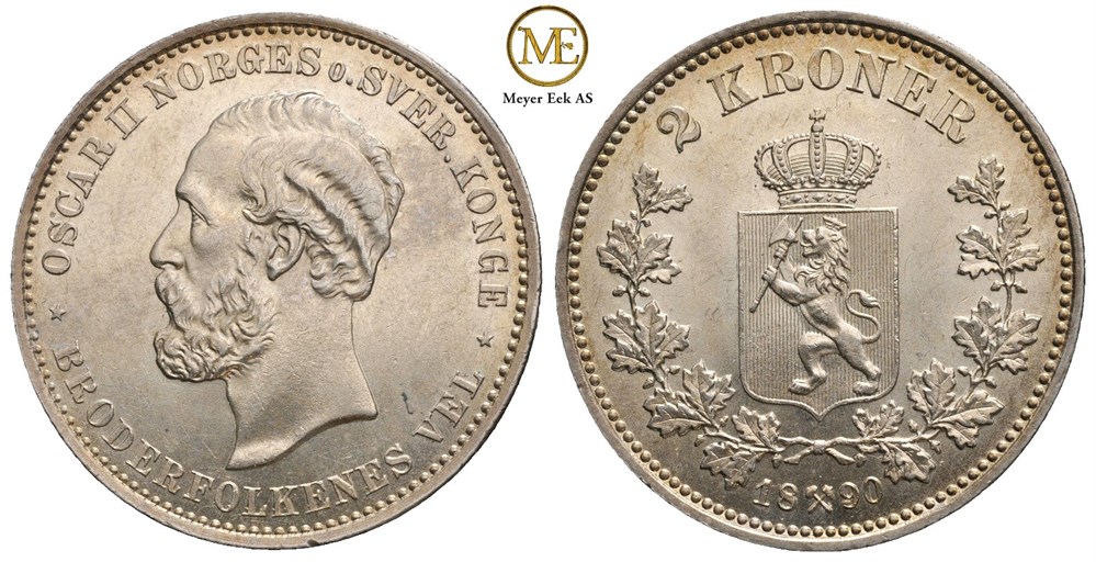 2 kroner 1890 Oscar II. Kv.0