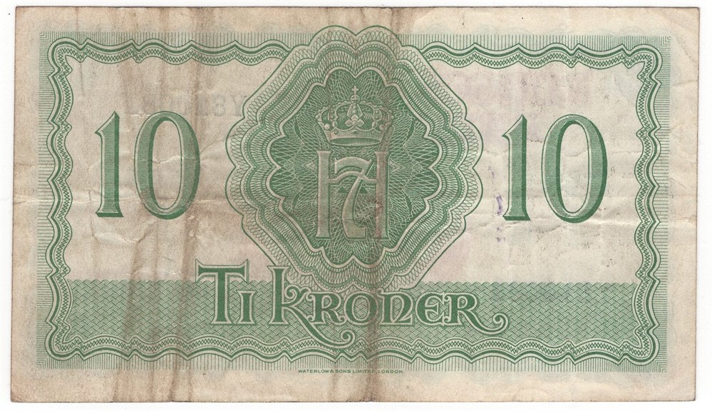 10 kroner 1944 Y. London Utg. Kv.1