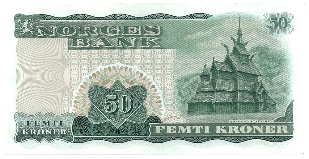 50 kroner 1967 X.2639527. Erstatningsseddel. Kv.0