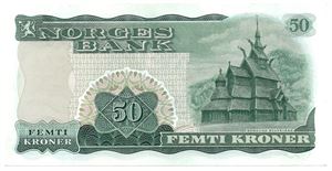 50 kroner 1967 X.2639527. Erstatningsseddel. Kv.0