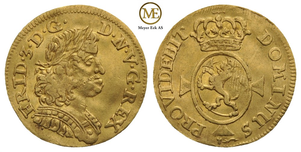 1/2 dukat u/år. Frederik III. Kv.1+