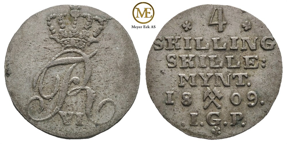4 skilling 1809 Frederik VI. Kv.1+