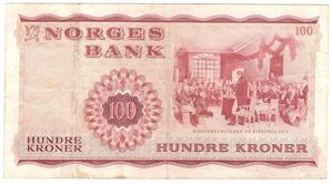 100 kroner 1965 Z.8023089. 8 million erstatningsseddel. 45b. RR-seddel. Kv.1