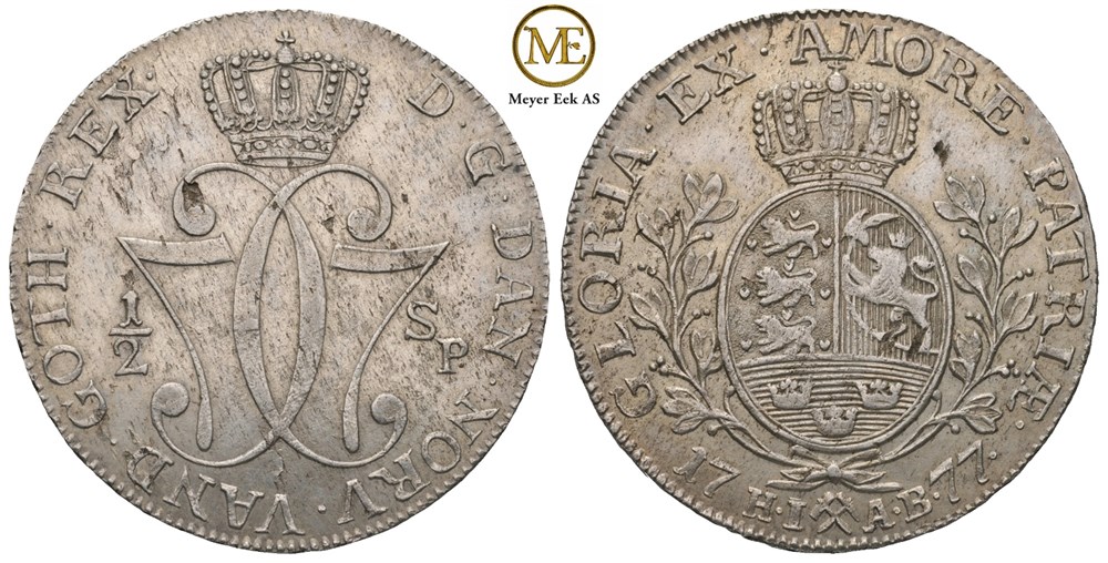 1/2 speciedaler 1777 Christian VII. Kv.1+/01