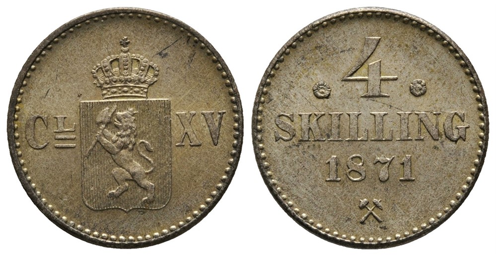 4 skilling 1871 Carl XV. Kv.0