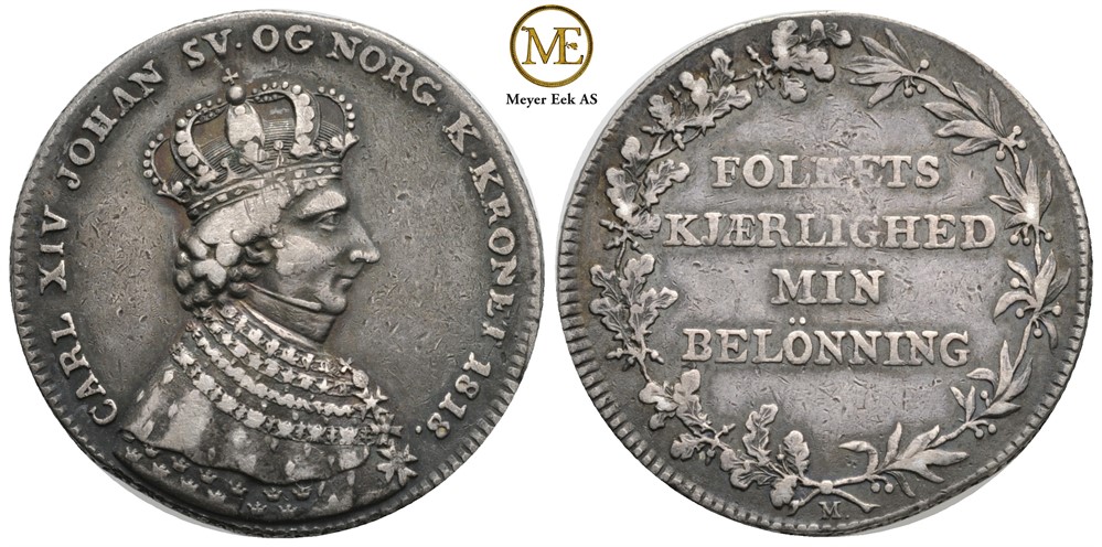 Kastepenning til kroningen i Trondheim 1818. Kv.1/1+