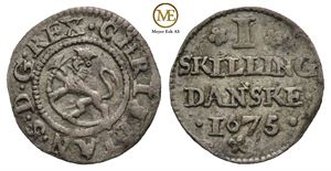 1 skilling 1675 Christian V. Kv.1+