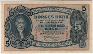 5 kroner 1943 V.8205770. 66 EPQ. Kv.0