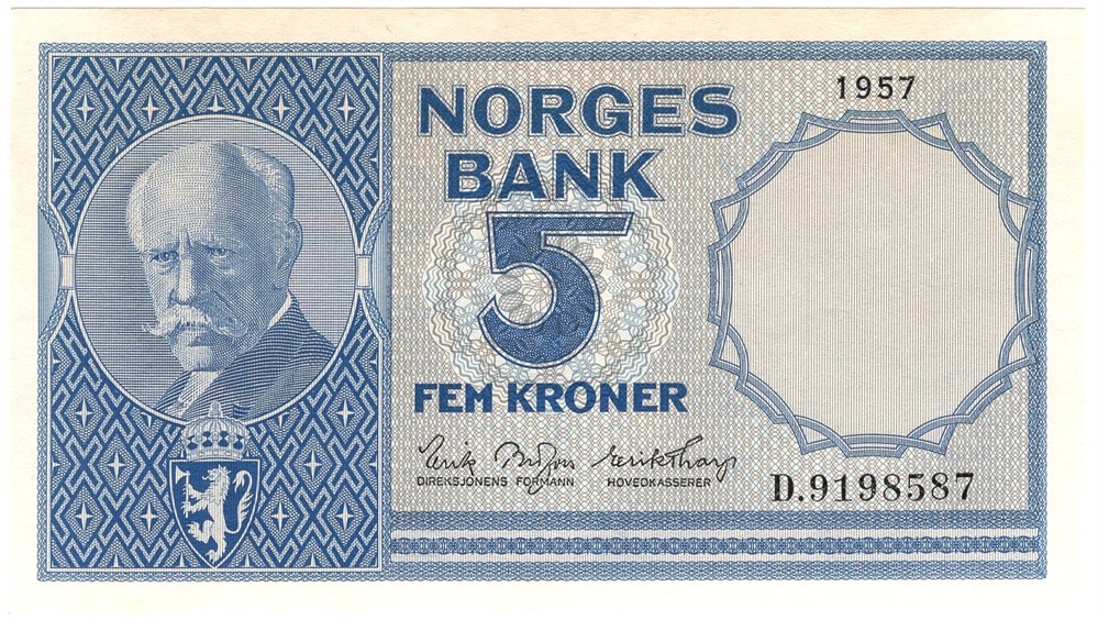 5 kroner 1957 D.9198587. Kv.0